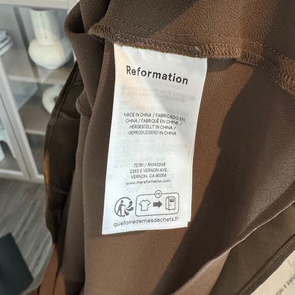 Reformation Anaiis Silk Maxi Dress NEW Morel Brown High Neck Open Back NWT 8 - Picture 7 of 7